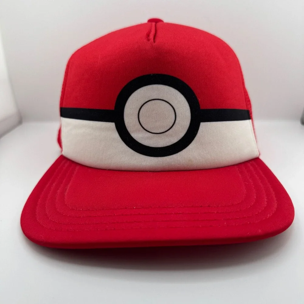 Pokemon Trucker Hat Youth OSFM Red Poke Ball Good Snapback Mesh Cap